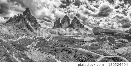 View of Paternkofel  and the Tre Cime di Lavaredo, Italy 120524494