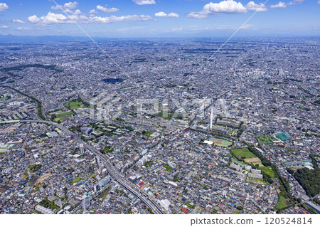從高處俯瞰杉併區全景・鳥瞰圖 從高處俯瞰杉併區全景・鳥瞰圖 120524814