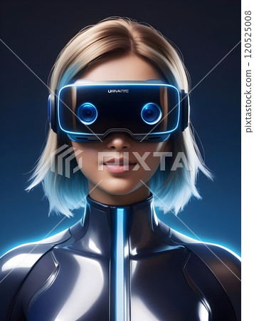 photorealistic 3D model of futuristic person in VR world 120525008