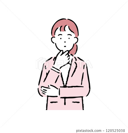 A woman in a suit thinking A woman in a suit thinking 120525038