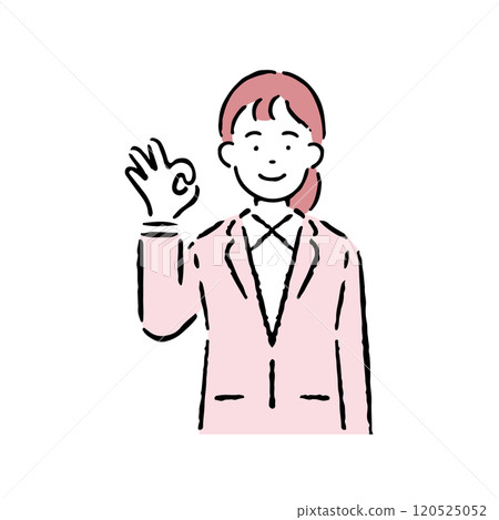 A woman in a suit making an OK sign 120525052