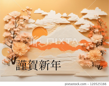 日本風景與新年剪紙 120525166