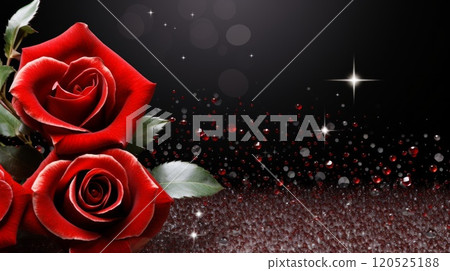 Noble red roses with bright bokeh for a valentines day background. Neural network ai generated art 120525188