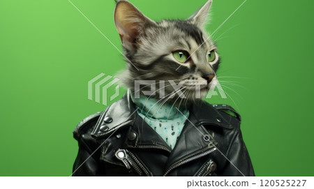 Cat in human trendy fashionable clothes. Neural network ai generated art Cat in human trendy fashionable clothes. Neural network ai generated art 120525227