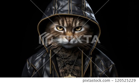 Cat in human trendy fashionable clothes. Neural network ai generated art Cat in human trendy fashionable clothes. Neural network ai generated art 120525229