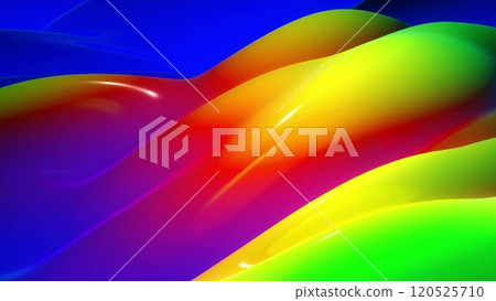 Perfect background for text or presentations. Abstract background waves move along the matt surface of the liquid. looped animation rainbow color surface. Beautiful background with waves. 120525710