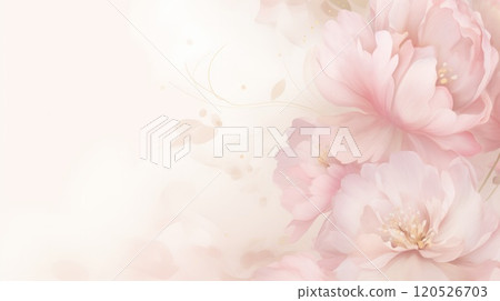 Tender peonies on pink background. Abstract natural floral frame layout. Neural network ai generated art 120526703
