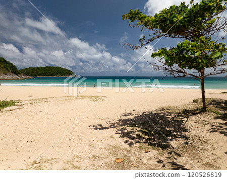 Beautiful sea summer landscape in high travel season in Thailand, Nature sky sea background,High angle view seascape nature view Beautiful sea summer landscape in high travel season in Thailand, Nature sky sea background,High angle view seascape nature view 120526819