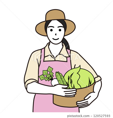 Illustration of a farmer holding his harvest - Stock Illustration ...