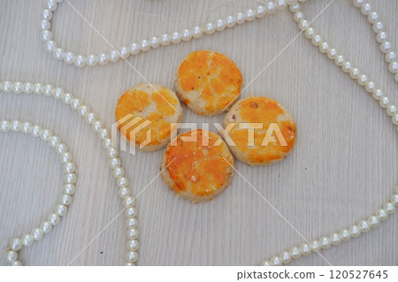 peanut cookies on a wooden backround 120527645