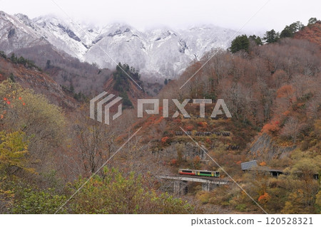 秋葉與雪景只見線 120528321