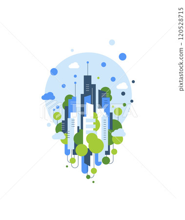 Green eco city. Abstract urban illustration 120528715
