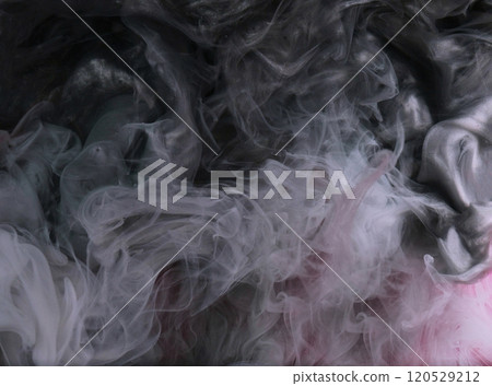 Smoking fog. Sky fume. Fluffy soft gleaming colors sweet floss texture. Trend pink white on modern art abstract cotton background. 120529212