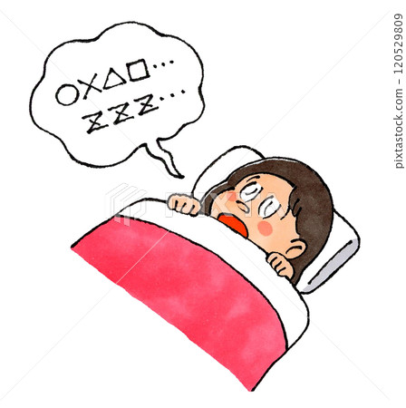 Sleeping girl talking in her sleep 120529809