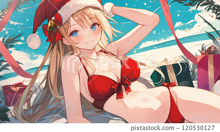 Cute girl with presents for Christmas 120530127