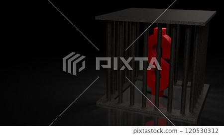 The dollar symbol in cage for Business concept 3d rendering. 120530312