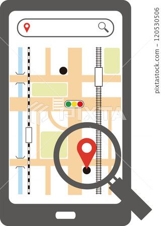 Image illustration of a smartphone screen showing a check mark on a map app 120530506