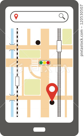 Image illustration of a smartphone screen showing a check mark on a map app Image illustration of a smartphone screen showing a check mark on a map app 120530507