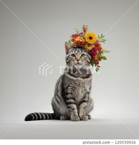 可愛的鯖魚貓與插花 120530916