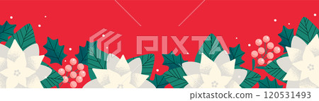 Christmas background design with poinsettia and nuts 120531493
