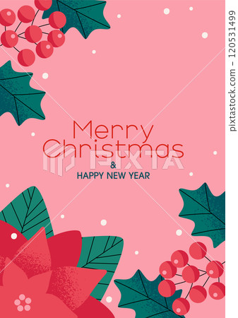 Christmas background design with poinsettia and nuts Christmas background design with poinsettia and nuts 120531499
