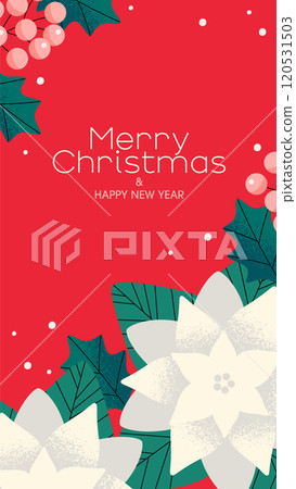 Christmas background design with poinsettia and nuts 120531503
