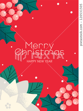 Christmas background design with poinsettia and nuts 120531505