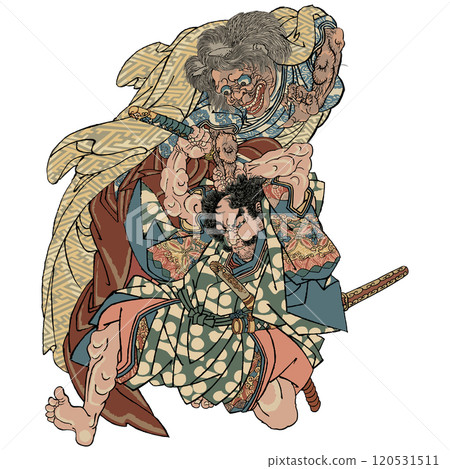 Watanabe Tsuna, the Toneri of the Waterfall - Utagawa Kuniyoshi Watanabe Tsuna, the Toneri of the Waterfall - Utagawa Kuniyoshi 120531511