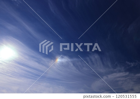 Nature Meteorology A dog-ear appears at an apparent angle of 22 degrees horizontally from the sun. Part of the dog-ear ring also seems to be visible. 120531555