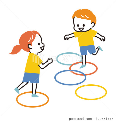 Children playing with hoops 120531557