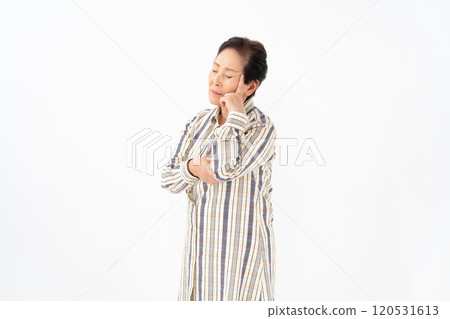 Senior woman portrait thinking Senior woman portrait thinking 120531613