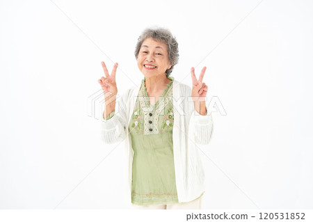 Senior woman portrait peace Senior woman portrait peace 120531852