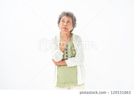 Senior woman portrait thinking Senior woman portrait thinking 120531863