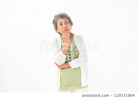 Senior woman portrait thinking 120531864