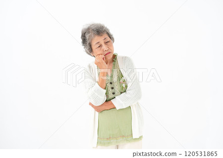 Senior woman portrait thinking 120531865