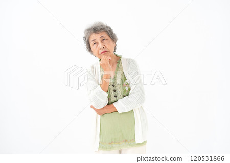 Senior woman portrait thinking 120531866