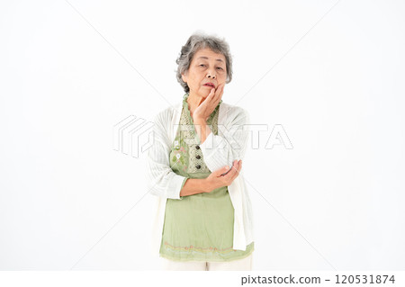 Senior woman portrait thinking 120531874