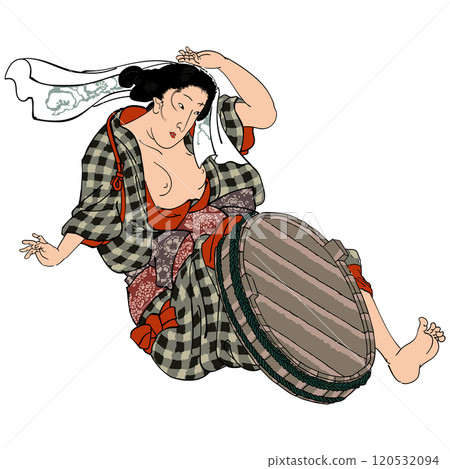 木曾街道第69站落合久米仙人曝光女-歌川國芳 120532094