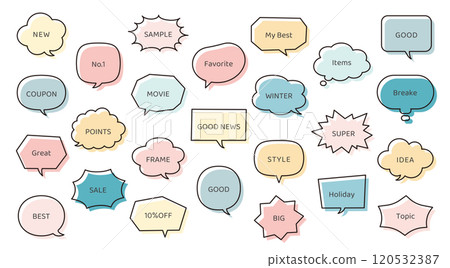 A set of simple speech bubbles Illustration Speech bubble Material Design Frame Decoration Decorative border Line drawing 120532387