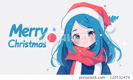 卡通圣诞节女孩插画 120532474