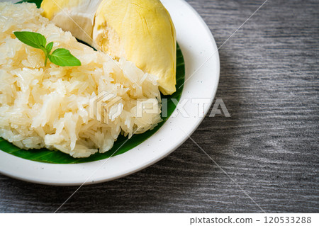 Durian sticky rice on plate 120533288