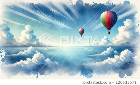 氣球和天空的水彩風格插圖 120533571