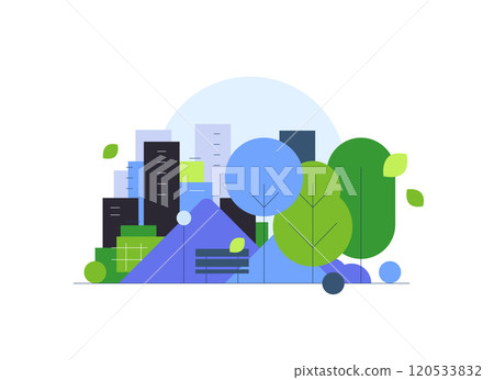 City park view. Geometric urban landscape City park view. Geometric urban landscape 120533832