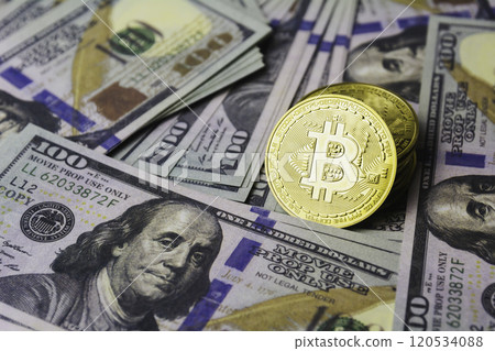 Golden bitcoin and index. Cryptocurrency and financial growth concept Golden bitcoin and index. Cryptocurrency and financial growth concept 120534088