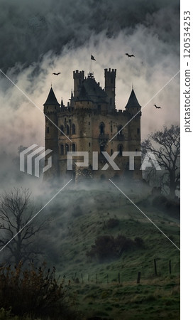 有飛行蝙蝠的薄霧城堡 有飛行蝙蝠的薄霧城堡 120534253