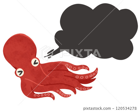 章魚吐墨水逃脫和墨水語音氣泡水彩風格手繪插畫 章魚吐墨水逃脫和墨水語音氣泡水彩風格手繪插畫 120534278