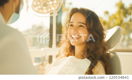 Image of a young woman visiting a dental clinic Image of a young woman visiting a dental clinic 120534641