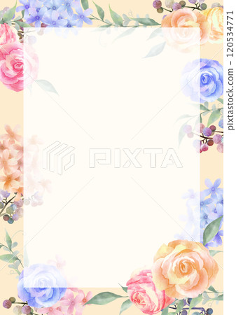 Watercolor colorful rose background with square frame Watercolor colorful rose background with square frame 120534771