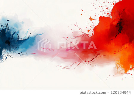 Abstract paint strokes — energetic background of red and blue blending Abstract paint strokes — energetic background of red and blue blending 120534944