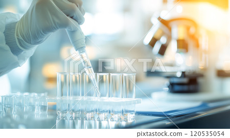 A sophisticated cutting-edge scientific laboratory filled with the latest technology A sophisticated cutting-edge scientific laboratory filled with the latest technology 120535054